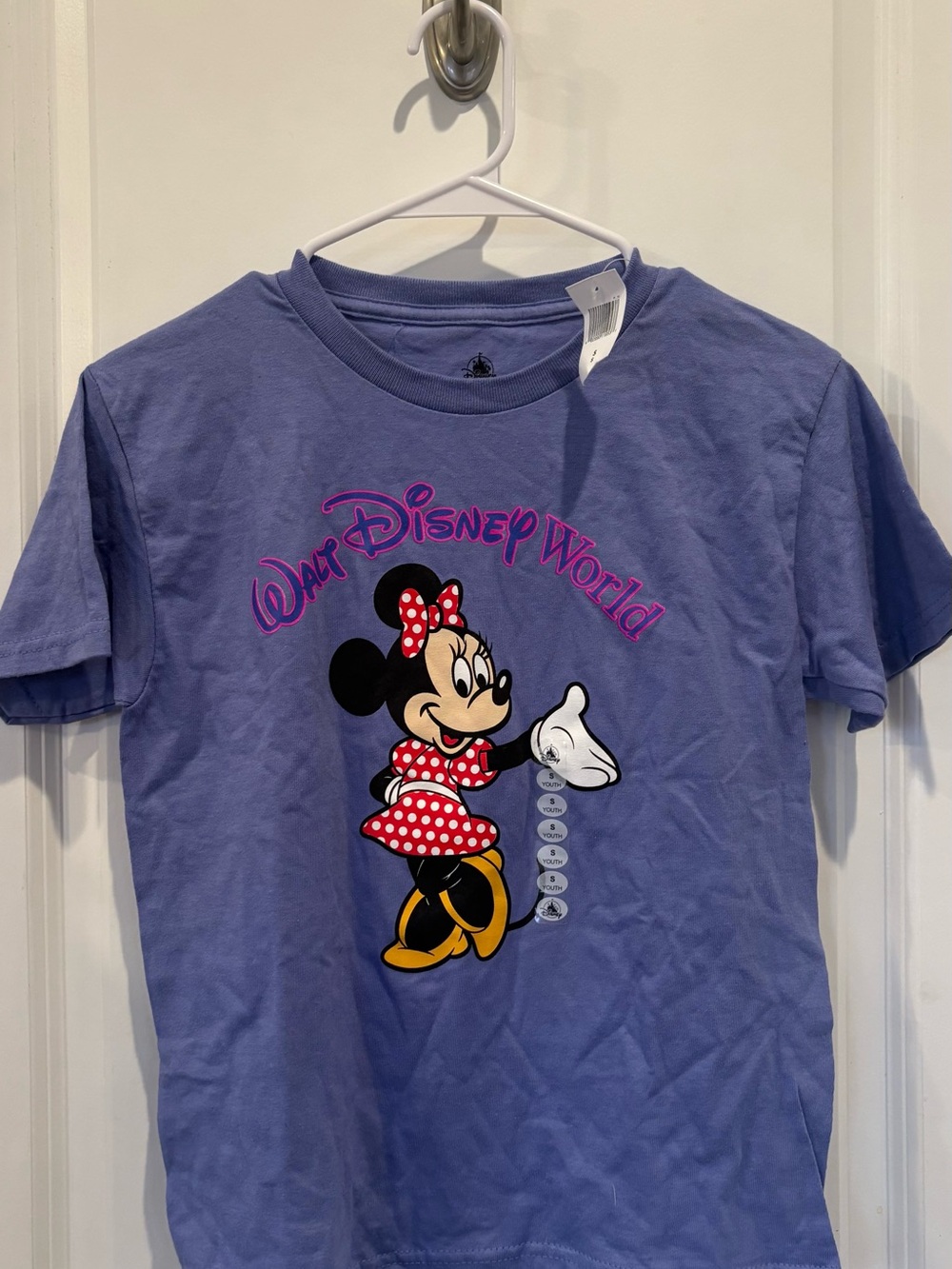 Disney Purple Minnie Mouse Walt Disney World Tee with Red Polka-Dot Bow